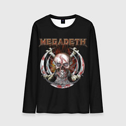 Лонгслив мужской Megadeth - боевой череп, цвет: 3D-принт