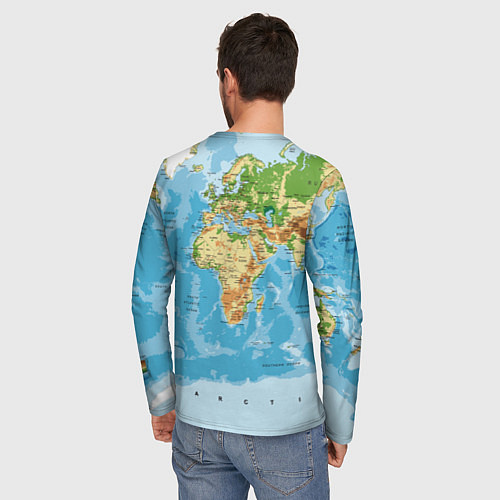 Мужской лонгслив Атлас мира / 3D-принт – фото 4