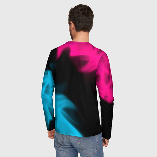 Мужской лонгслив Chery - neon gradient: надпись, символ / 3D-принт – фото 4