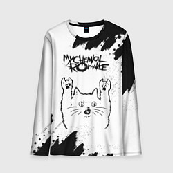 Лонгслив мужской My Chemical Romance рок кот на светлом фоне, цвет: 3D-принт
