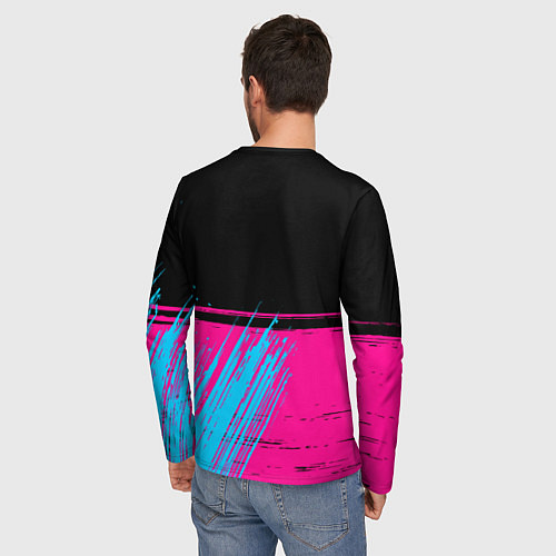 Мужской лонгслив Linkin Park - neon gradient: символ сверху / 3D-принт – фото 4