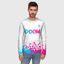 Лонгслив мужской Doom neon gradient style: символ сверху, цвет: 3D-принт — фото 2