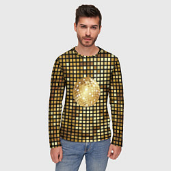 Лонгслив мужской Золотой диско шар и золотая мозаика, цвет: 3D-принт — фото 2