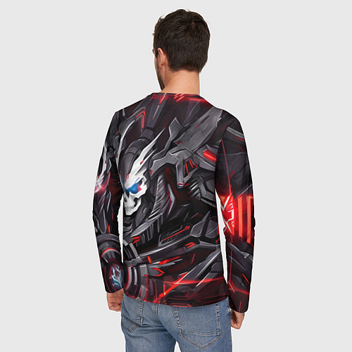 Мужской лонгслив Красный улыбающийся кибер череп / 3D-принт – фото 4