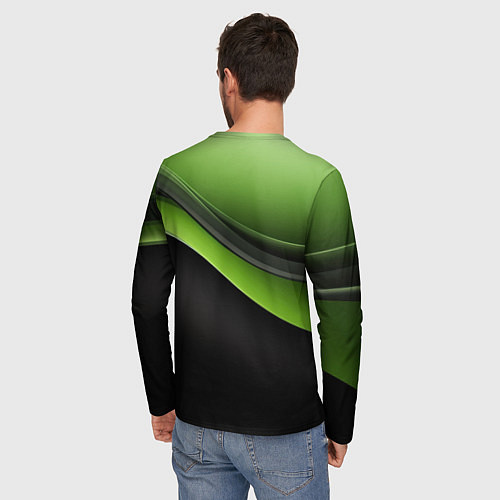 Мужской лонгслив Black green abstract / 3D-принт – фото 4