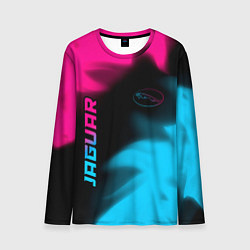 Лонгслив мужской Jaguar - neon gradient: надпись, символ, цвет: 3D-принт