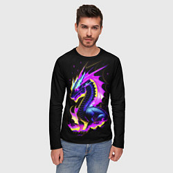 Лонгслив мужской Неоновый космический дракон, цвет: 3D-принт — фото 2