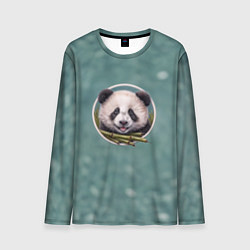 Лонгслив мужской Милая мордочка панды с бамбуком, цвет: 3D-принт