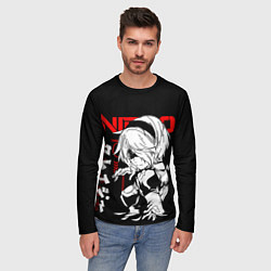 Лонгслив мужской Nier automata - черный и красный, цвет: 3D-принт — фото 2