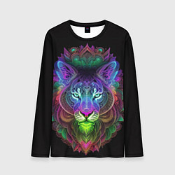 Лонгслив мужской Разноцветный неоновый лев, цвет: 3D-принт