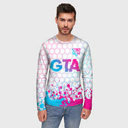 Лонгслив мужской GTA neon gradient style: символ сверху, цвет: 3D-принт — фото 2