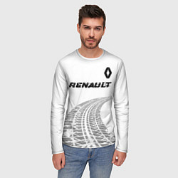 Лонгслив мужской Renault speed на светлом фоне со следами шин: симв, цвет: 3D-принт — фото 2