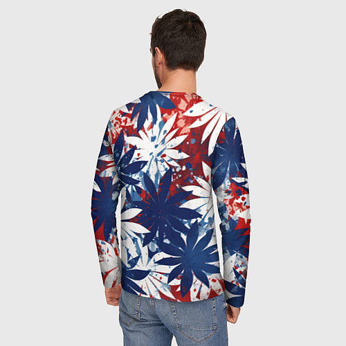 Мужской лонгслив Цветы в цветах флага РФ / 3D-принт – фото 4