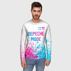 Лонгслив мужской Depeche Mode neon gradient style: символ сверху, цвет: 3D-принт — фото 2