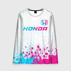 Лонгслив мужской Honda neon gradient style: символ сверху, цвет: 3D-принт