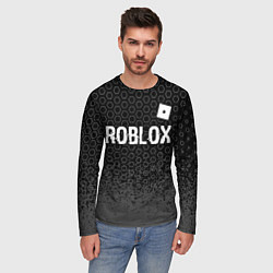 Лонгслив мужской Roblox glitch на темном фоне: символ сверху, цвет: 3D-принт — фото 2