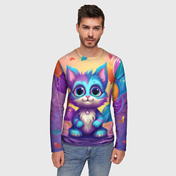 Лонгслив мужской Котик с воздушными шариками, цвет: 3D-принт — фото 2