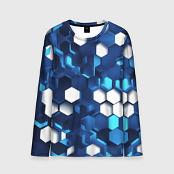 Мужской лонгслив Cyber hexagon Blue