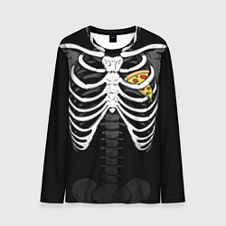Лонгслив мужской Скелет: ребра с куском пиццы, цвет: 3D-принт