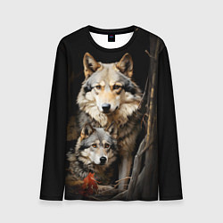 Лонгслив мужской Волчица с волчонком, цвет: 3D-принт