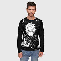 Лонгслив мужской Сатору Годжо - черно-белый, цвет: 3D-принт — фото 2