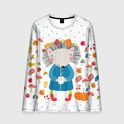 Лонгслив мужской Милый ежик в осенних листьях, цвет: 3D-принт