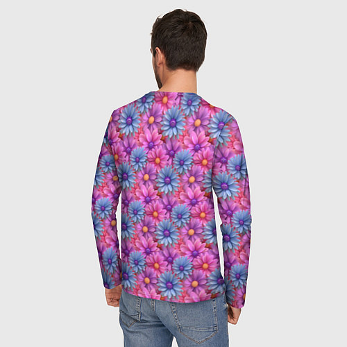 Мужской лонгслив Цветочный паттерн из гербер / 3D-принт – фото 4