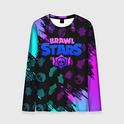 Лонгслив мужской Brawl stars neon logo, цвет: 3D-принт