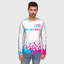 Лонгслив мужской Nine Inch Nails neon gradient style: символ сверху, цвет: 3D-принт — фото 2