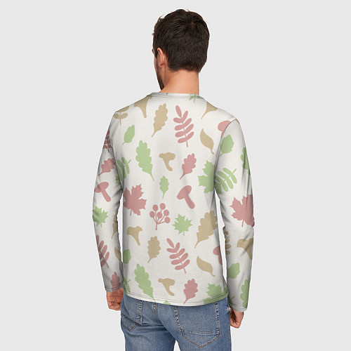 Мужской лонгслив Осень - бежевый 3 / 3D-принт – фото 4