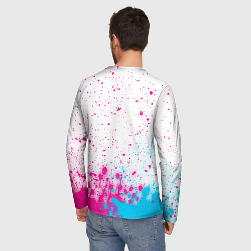 Мужской лонгслив Tesla neon gradient style: символ сверху / 3D-принт – фото 4