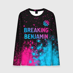 Лонгслив мужской Breaking Benjamin - neon gradient: символ сверху, цвет: 3D-принт