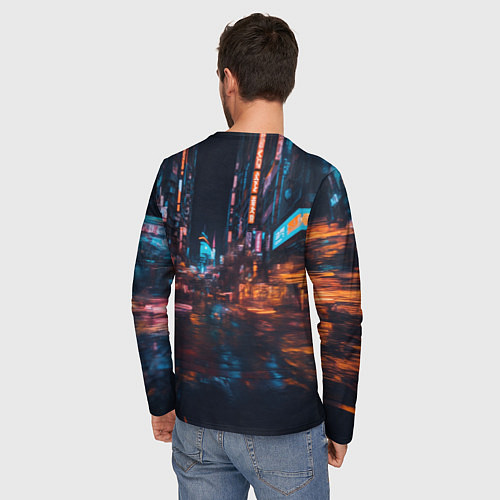 Мужской лонгслив Спорткар в оранжевых тенях / 3D-принт – фото 4