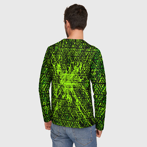 Мужской лонгслив Зелёная глитч инфекция / 3D-принт – фото 4