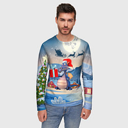 Лонгслив мужской Новогодний дракон 2024, цвет: 3D-принт — фото 2