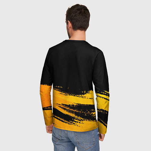 Мужской лонгслив Yamaha - gold gradient: символ сверху / 3D-принт – фото 4