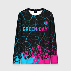 Лонгслив мужской Green Day - neon gradient: символ сверху, цвет: 3D-принт
