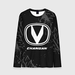 Лонгслив мужской Changan speed на темном фоне со следами шин, цвет: 3D-принт