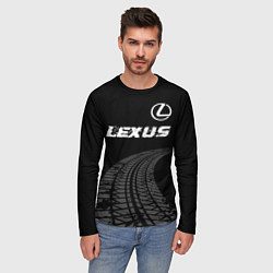 Лонгслив мужской Lexus speed на темном фоне со следами шин: символ, цвет: 3D-принт — фото 2