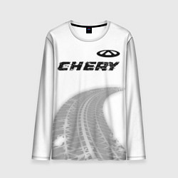 Лонгслив мужской Chery speed на светлом фоне со следами шин посеред, цвет: 3D-принт
