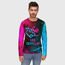 Лонгслив мужской Led Zeppelin - neon gradient, цвет: 3D-принт — фото 2