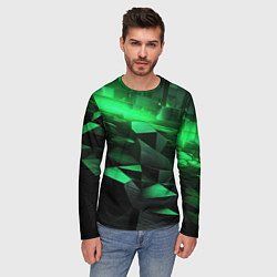 Лонгслив мужской Зеленые квадратные плиты, цвет: 3D-принт — фото 2