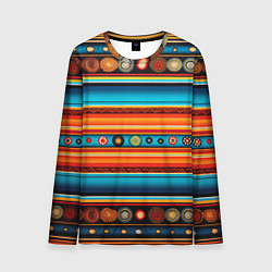 Лонгслив мужской Этнический узор в горизонтальную полоску, цвет: 3D-принт