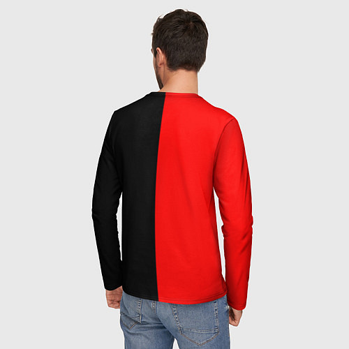 Мужской лонгслив Never give up мотивация красно-чёрный / 3D-принт – фото 4