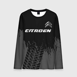 Лонгслив мужской Citroen speed на темном фоне со следами шин посере, цвет: 3D-принт