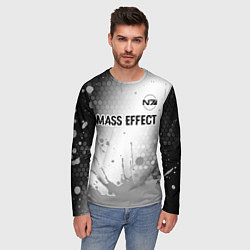 Лонгслив мужской Mass Effect glitch на светлом фоне посередине, цвет: 3D-принт — фото 2