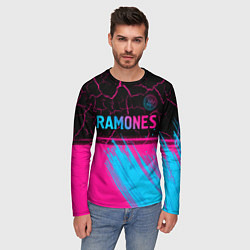 Лонгслив мужской Ramones - neon gradient посередине, цвет: 3D-принт — фото 2