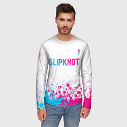 Лонгслив мужской Slipknot neon gradient style посередине, цвет: 3D-принт — фото 2