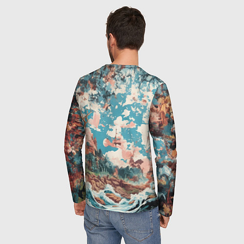 Мужской лонгслив Потёртая Японская иллюстрация / 3D-принт – фото 4