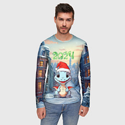 Лонгслив мужской Праздничный дракон 2024, цвет: 3D-принт — фото 2